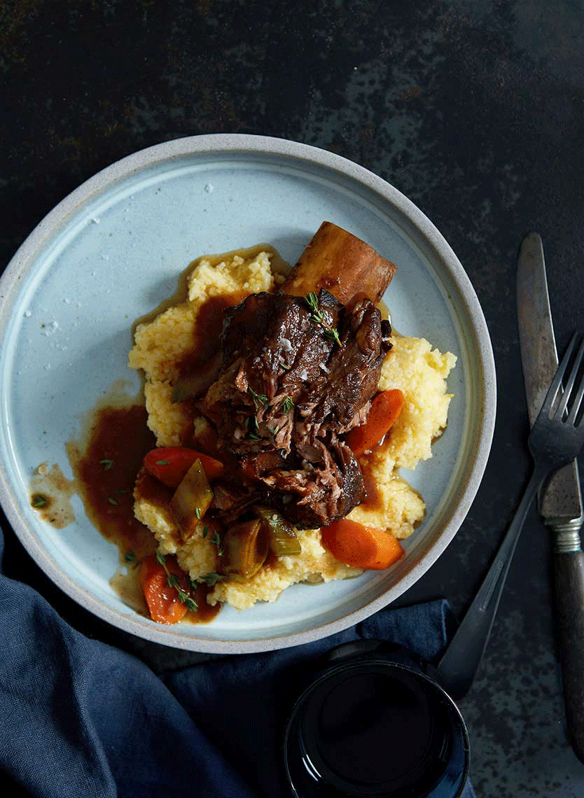 Stop motion of a beef short rib on a plate with mashed potatoes and carrots being eaten and taken away - for a test concept shoot and photographed by Dane Tashima - food styling, commercial food stylist NYC