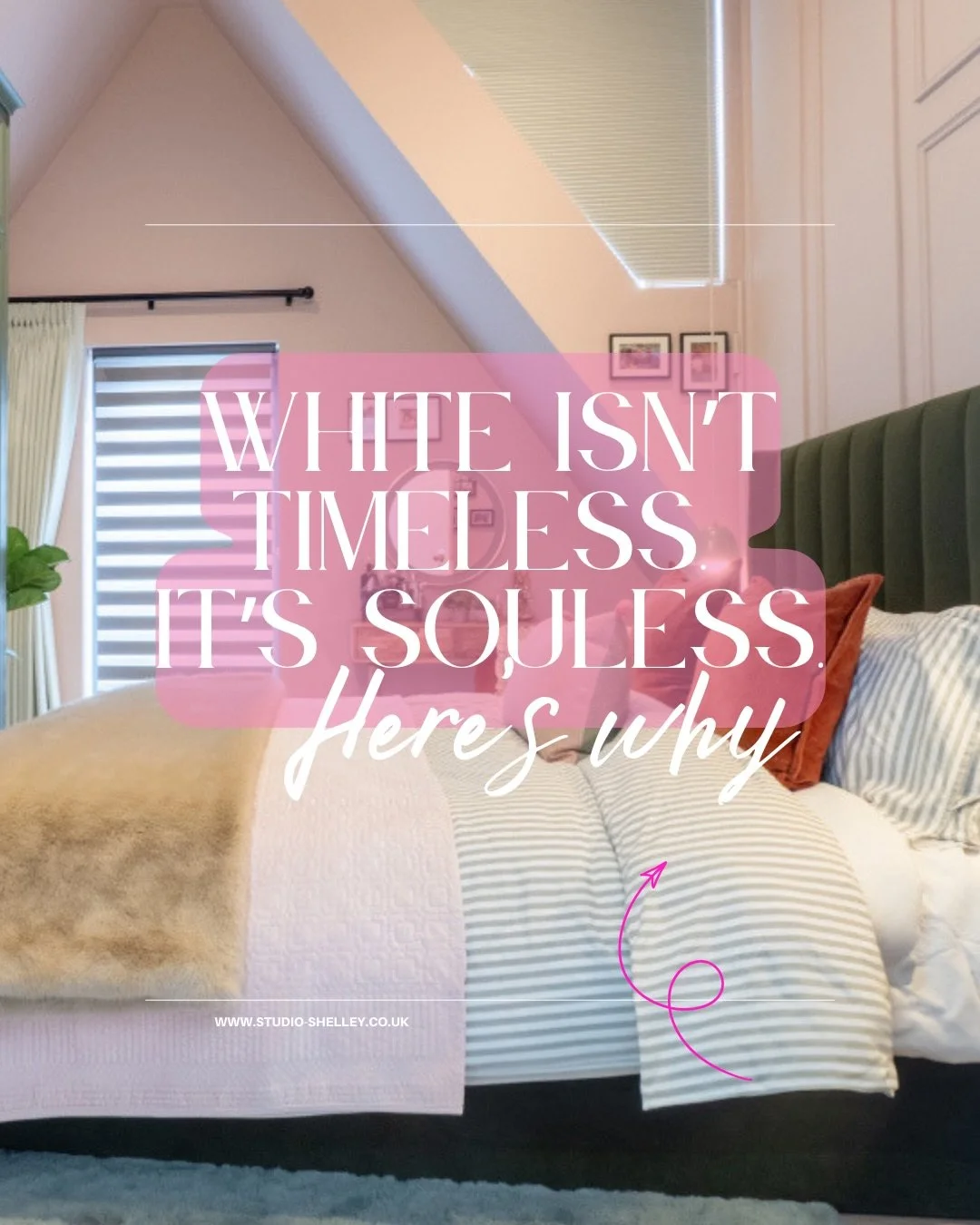 The reality of working with me means that I won&rsquo;t be budged on not using white (or grey or beige!). 

I&rsquo;m on a mission to make your home feel fresh, alive, uplifted, joyful, amazing and white will not do that. 

Using white on the walls, 