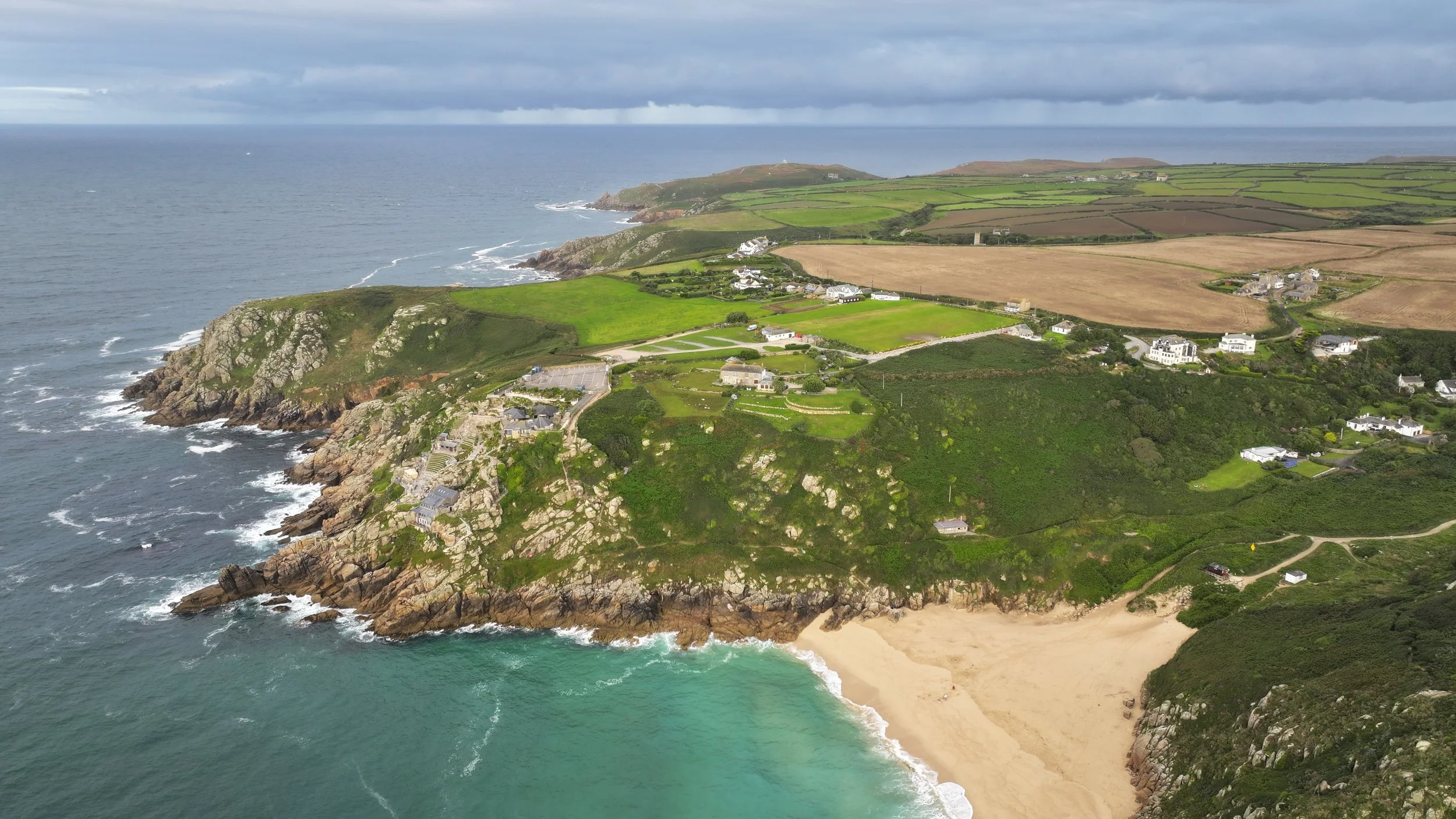 Porthcurno Beach from Above | Cornwall Canvas Print