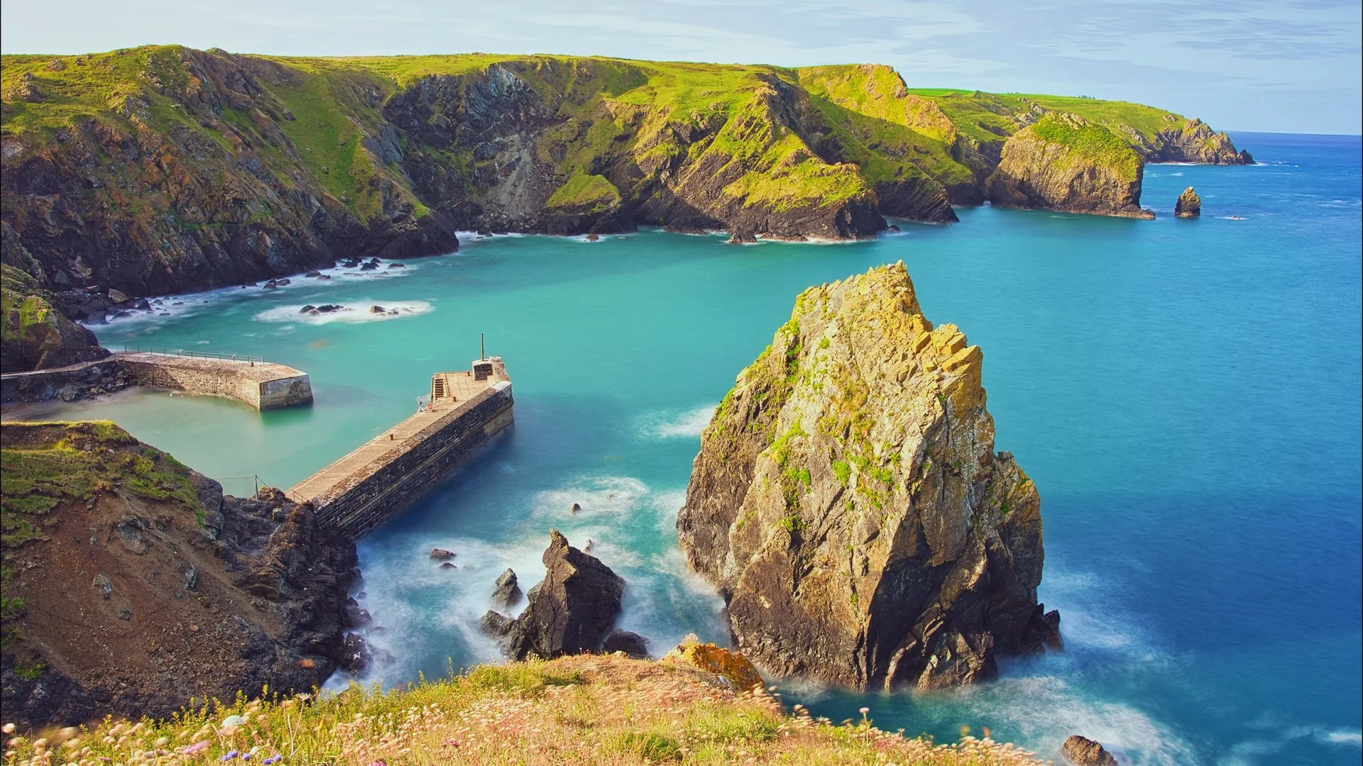Mullion Harbour & Cliffs Long Exposure