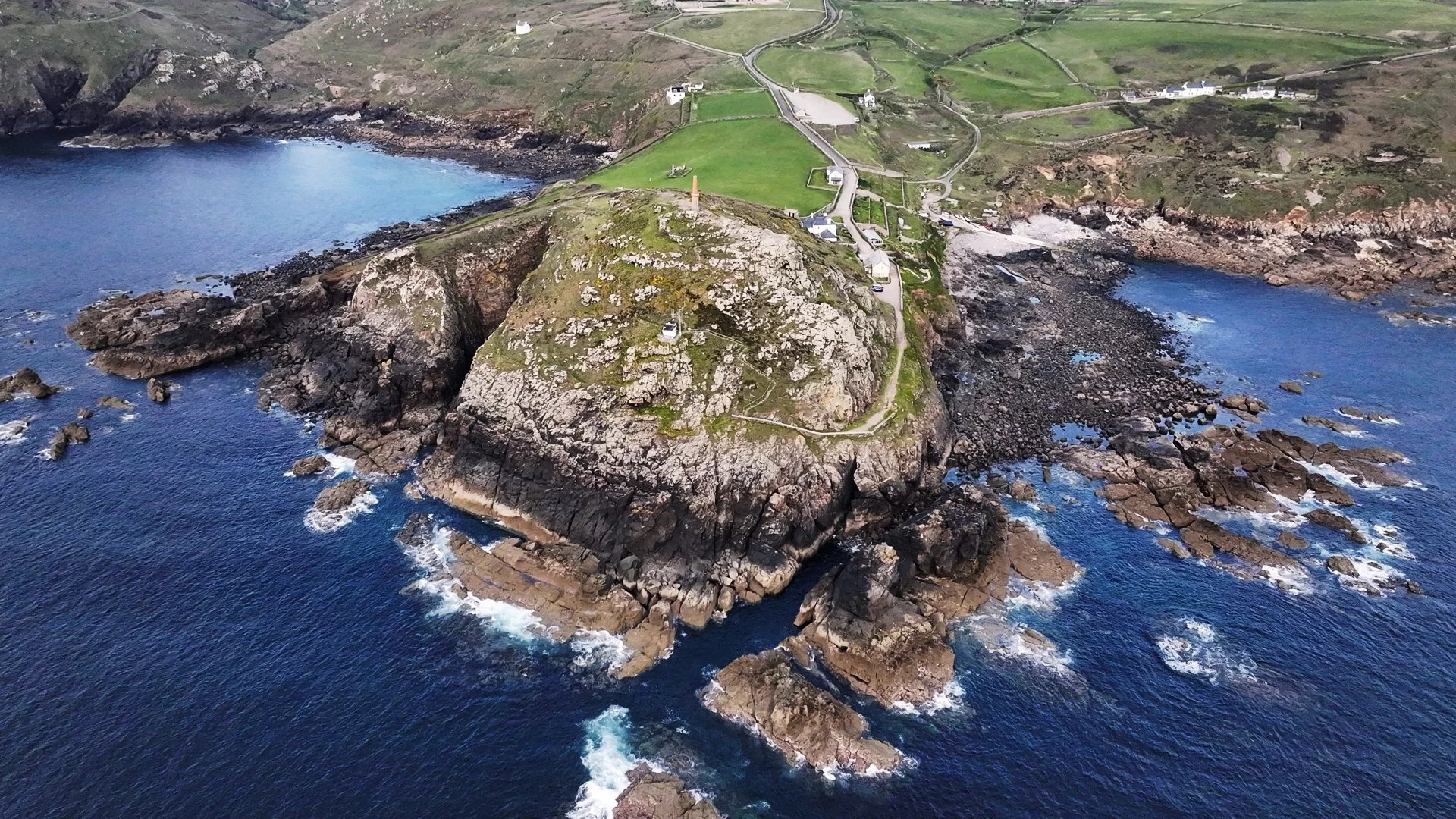 Cape Cornwall from the Air | Aerial West Cornwall Photography Print