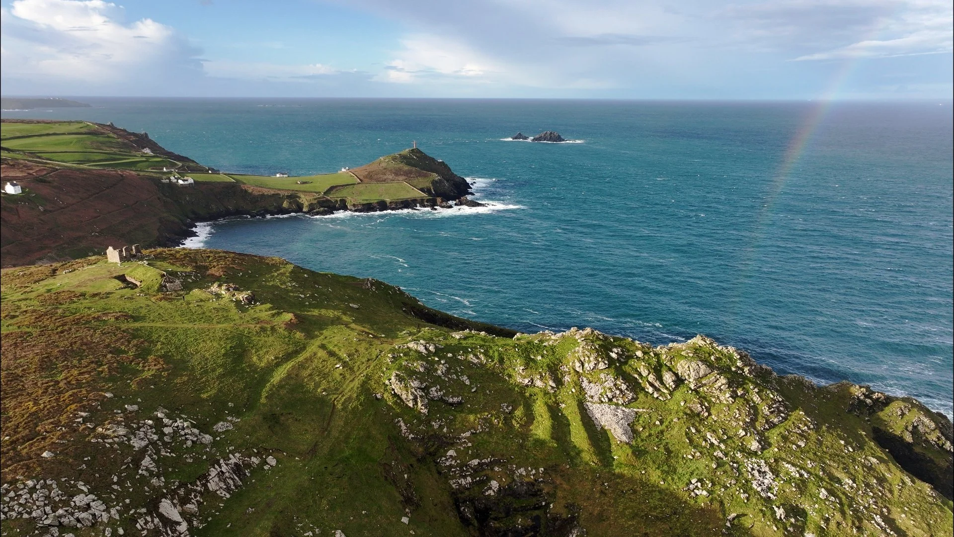 Cape Cornwall Rainbow | Cornwall Canvas Print