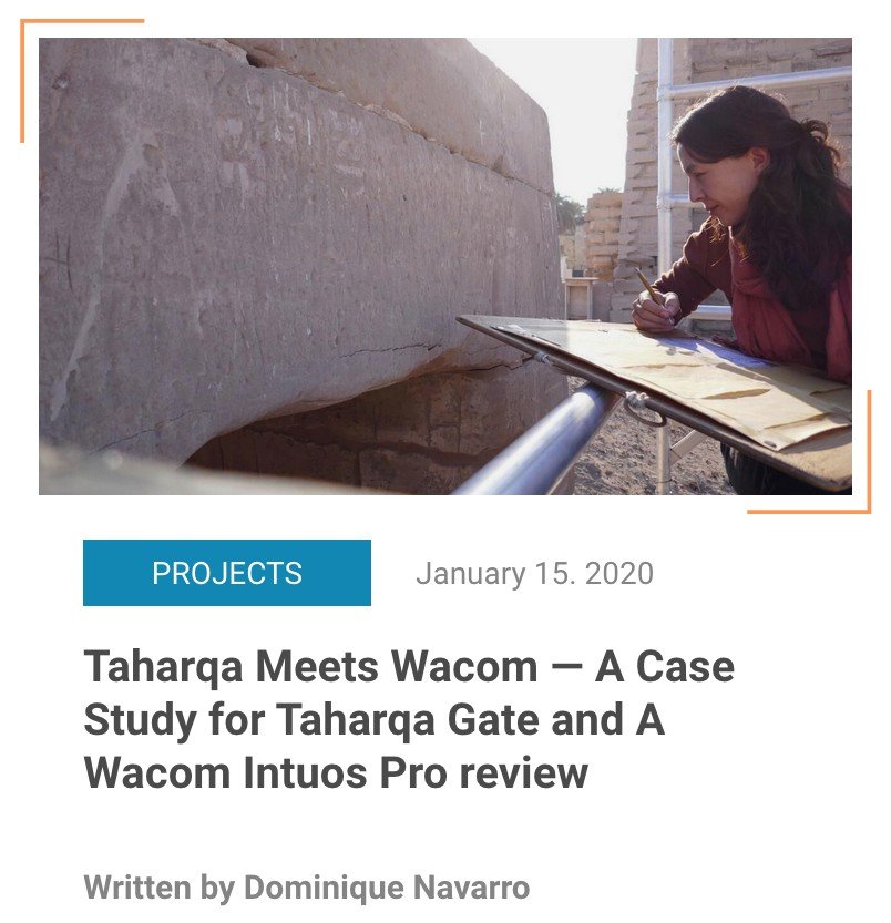  Drawing Taharqa Gate at Medinet Habu Temple: https://www.digital-epigraphy.com/projects/taharqa-meets-wacom-a-case-study-for-taharqa-gate-and-a-wacom-intuos-pro-review 