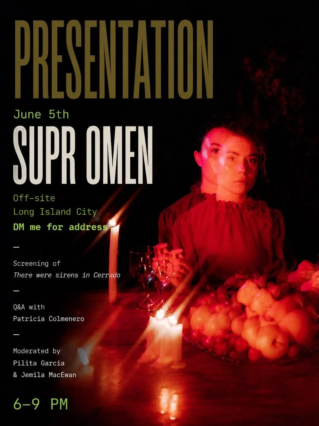 This Friday! I&rsquo;ll be presenting There Were Sirens in Cerrado at an off site of SUPR OMEN (Long Island City) on June 5 as part of the 2026 NYFA Immigrant Artist Mentoring Program presentation.

The screening will be followed by a conversation mo
