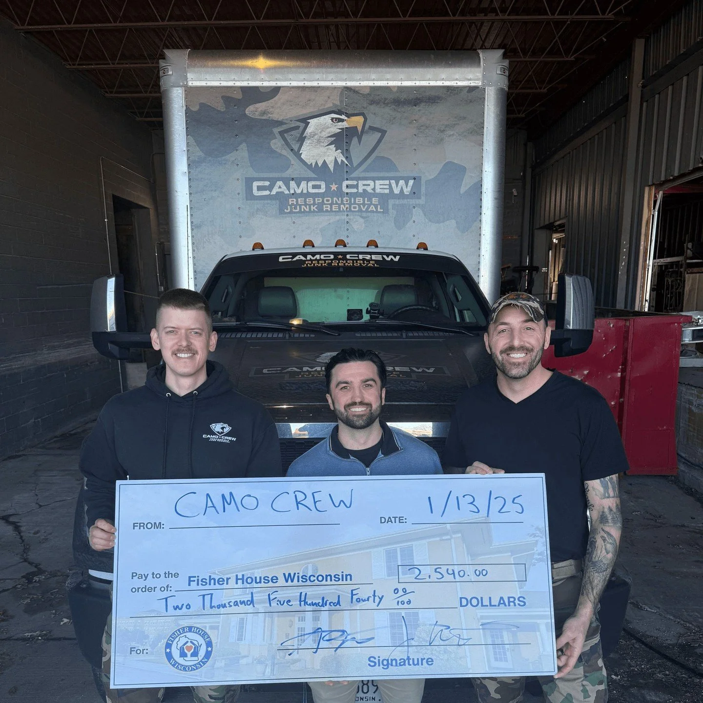 Huge thank you to Camo Crew for their incredible generosity and support of military and veteran families this holiday season.

Throughout December, Camo Crew ran a special promotion where $10 from every job went directly toward supporting Fisher Hous