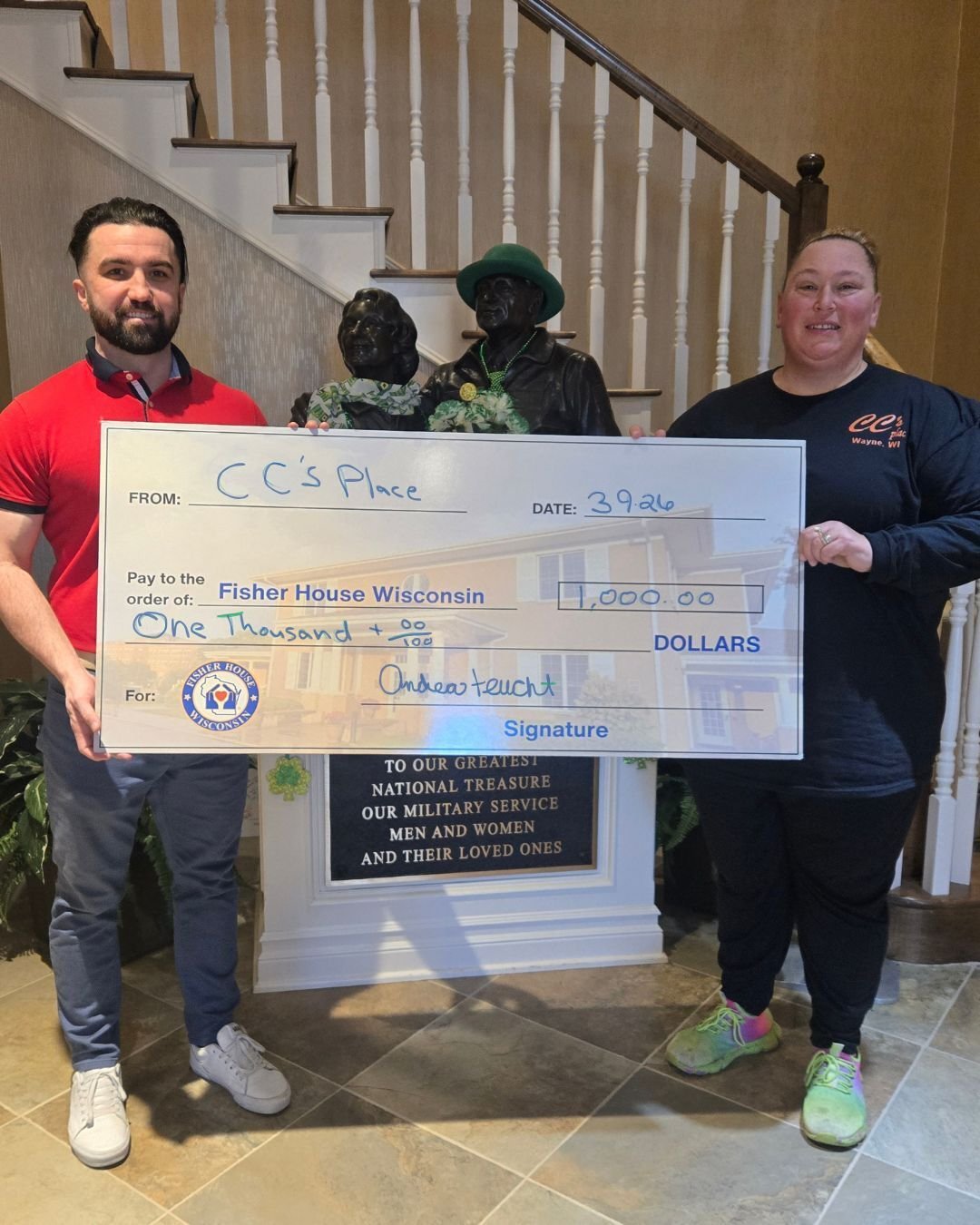 We are incredibly grateful to CC&rsquo;s Place for their generous $1,000 donation to Fisher House Wisconsin raised through their annual Rabbit O&rsquo;Rama event. Community events like this play an important role in helping us support the military an