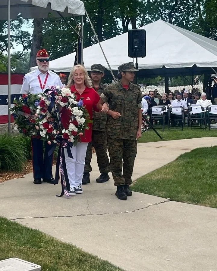 Yesterday, one of our longtime volunteers at the Milwaukee VA Fisher House had the honor of representing Fisher House Wisconsin during the Milwaukee VA Memorial Day Wreath Placement Ceremony.

Kathy, along with all of our incredible volunteers, plays