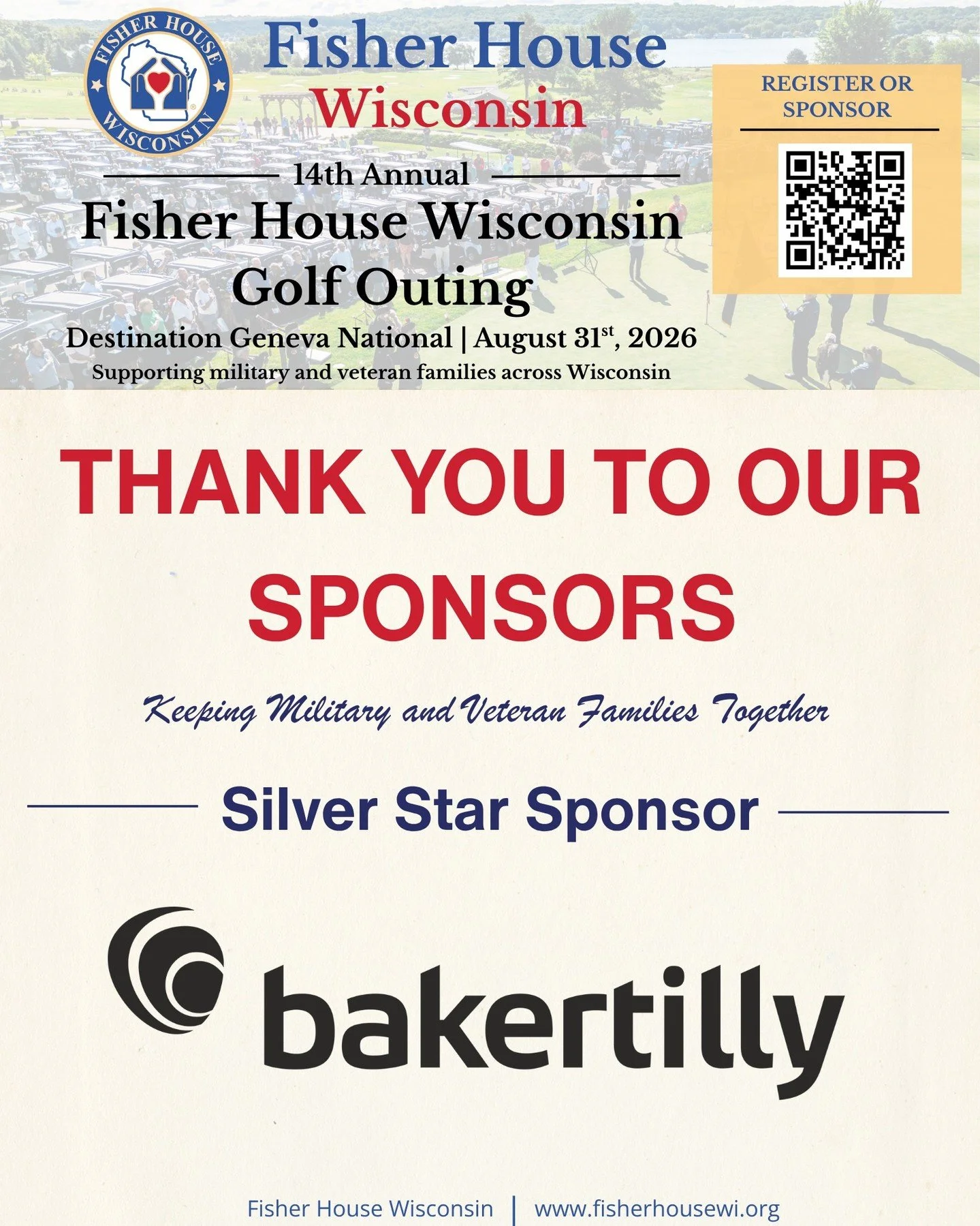 ⛳ Thank you to Baker Tilly for supporting the 14th Annual Fisher House Wisconsin Golf Outing as a Silver Star Sponsor!

Their generosity helps Fisher House Wisconsin continue providing comfort, support, and a home away from home for military and vete