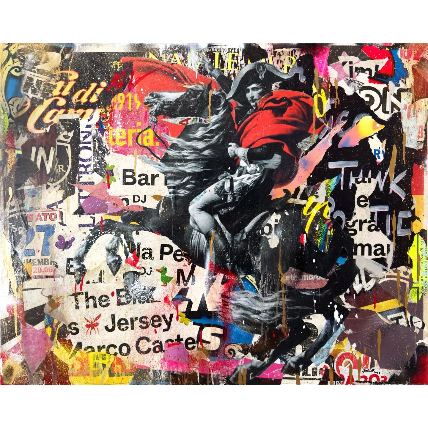 Title: R&eacute;volution
Technique: Paper / Acrylic / Painting on canvas
Size: 100x80x2 cm
Year: 2025 / Rome

#napoleon #streetart #collage #popart