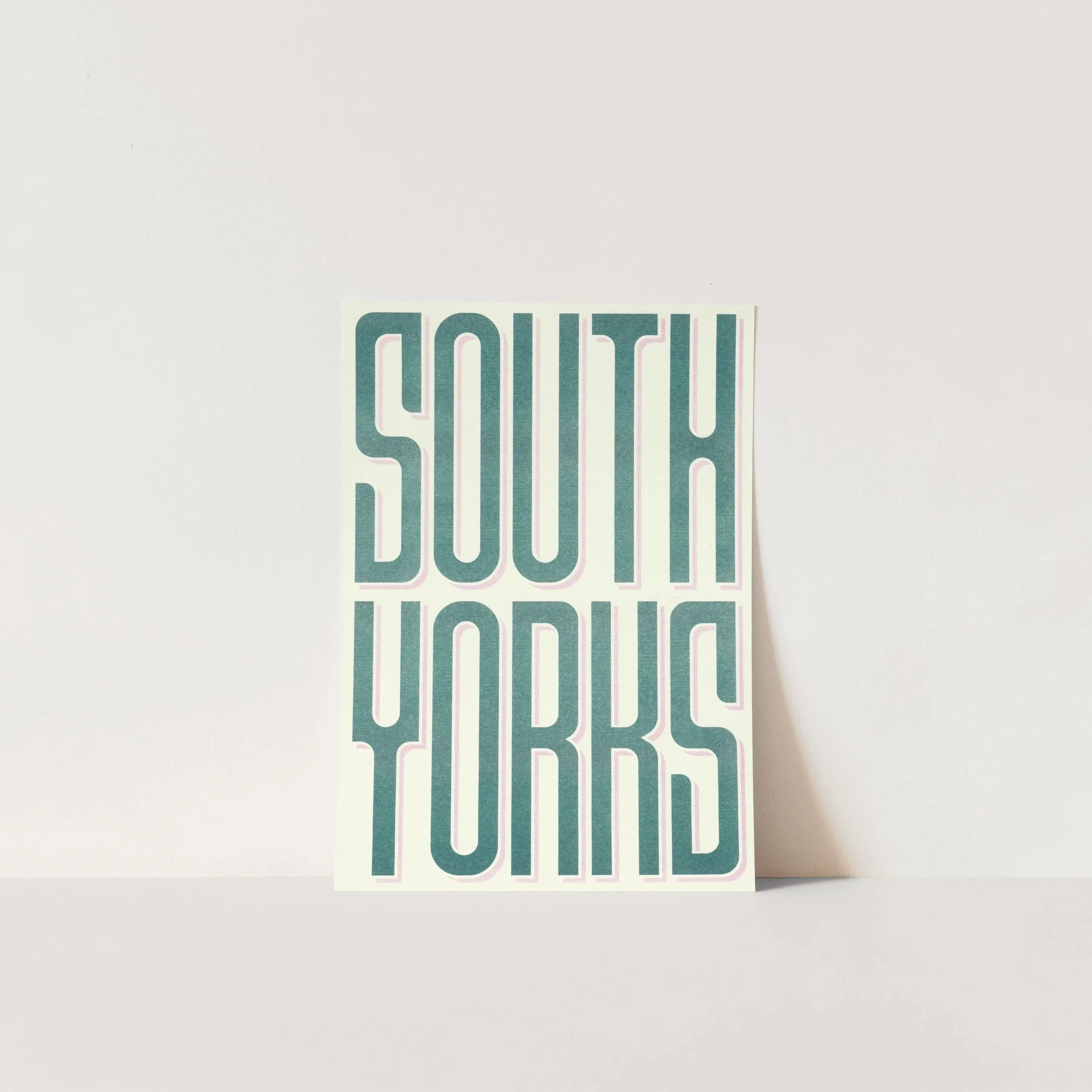 south yorks risograph print in teal and pink