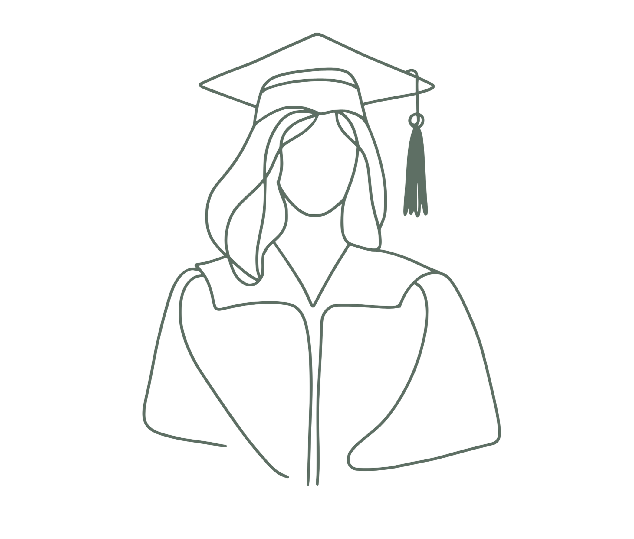 A line drawing of a woman with at graduation representing the expert masters level therapists and counselors at Ethredge Counseling Group.