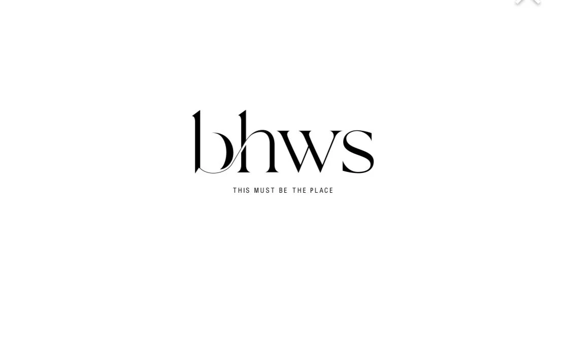 Black text on white background reading 'bhws' with a subtitle stating 'This must be the place'.