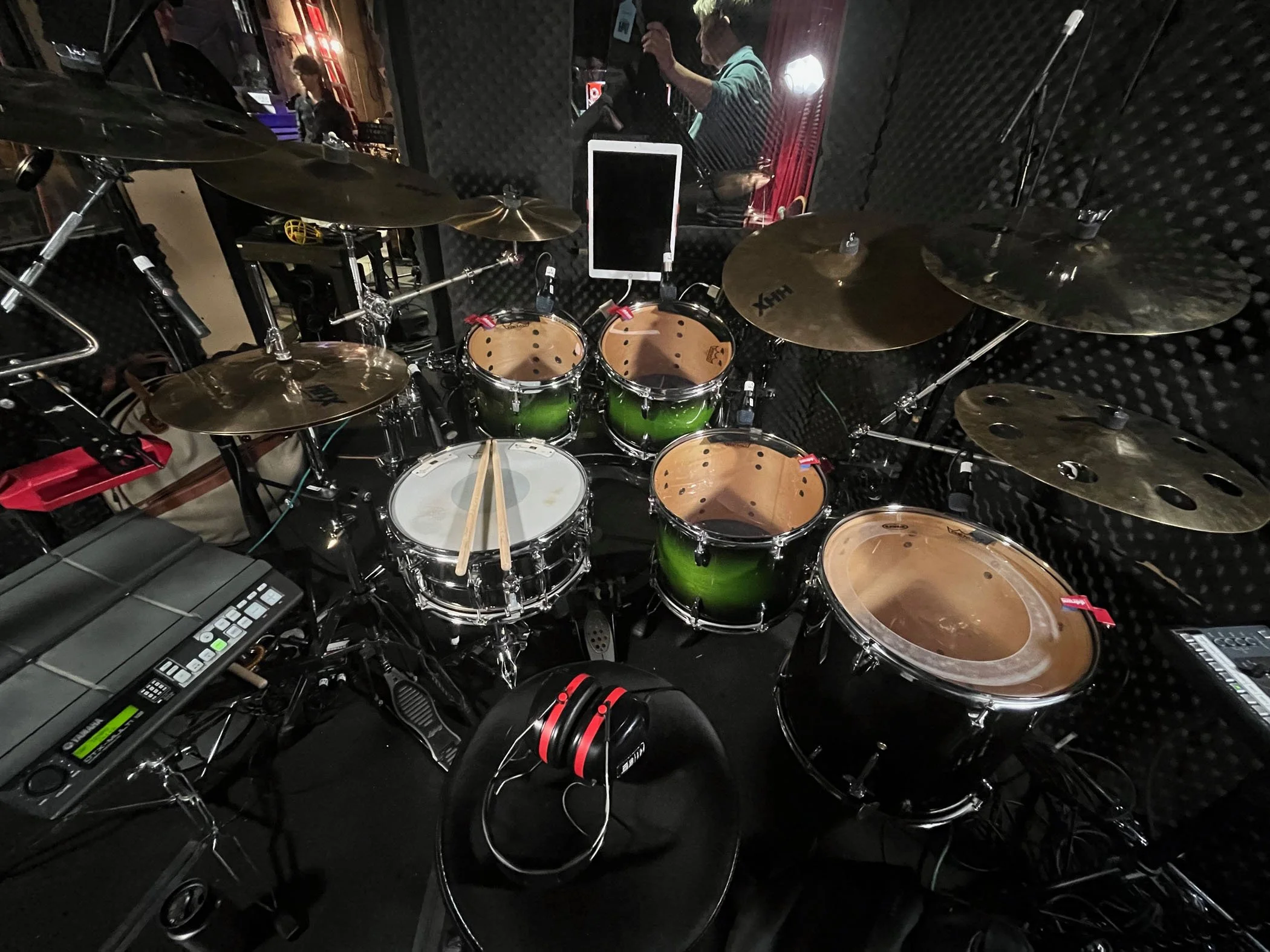 big-green-drumset-in-booth-for-a-strange-loop.jpg