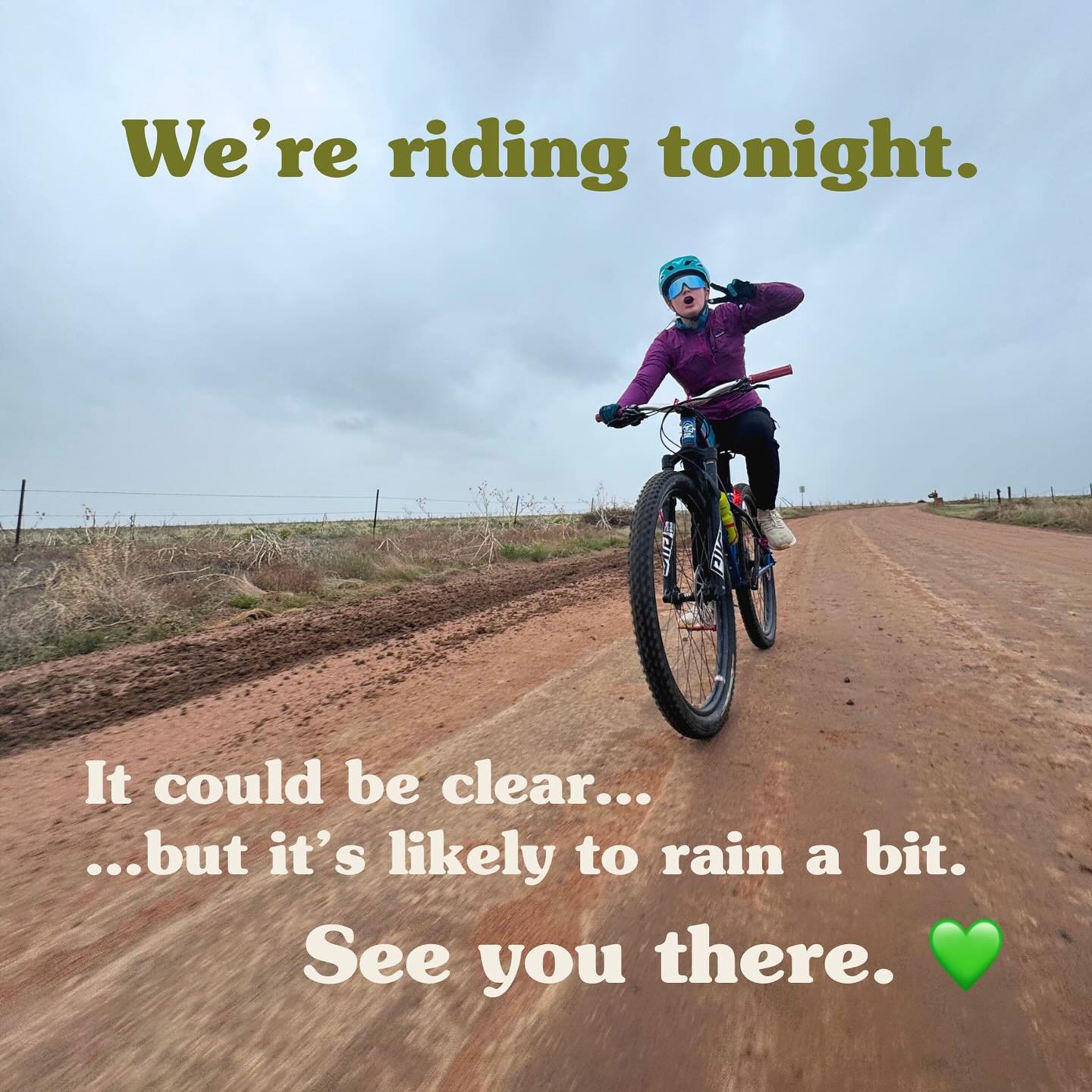 Tuesdays are for @redcreekrally rides. Tonight it&rsquo;s likely to rain some. Probably gonna feel refreshing. 💦 We roll at 5:30 from the C&amp;O Window &amp; Door parking lot in Pueblo. All people. All paces. 🫶 Show up a bit early.

Ride format: a