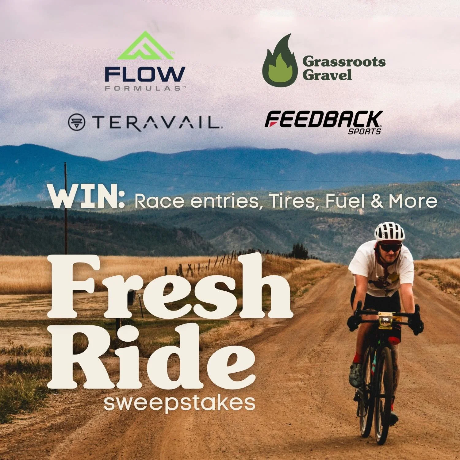 We all love a fresh ride. 💚 Join the Fresh Ride sweepstakes before Tuesday, May 26th at 11:59pm and you could win fuel from @flowformulas + entries to @grassrootsgravel + a pair of tires and grips or bar tape from @teravail and a Range torque wrench
