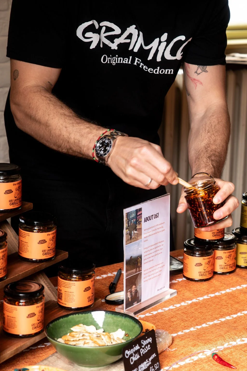 The Chilli trail offering a sample of chilli oil