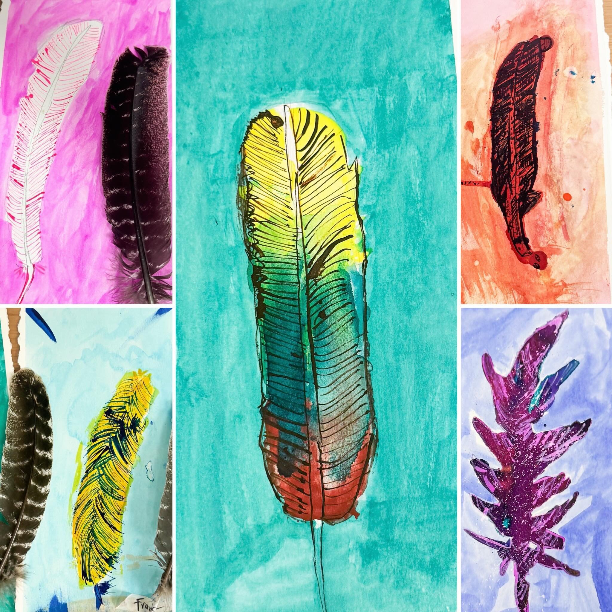 Feather studies in watercolor and ink. Art foundations students nailed these yesterday! I can&rsquo;t wait to see what the classes today complete. 

#artistsoninstagram #artteachers #kidsactivities #kidsart #processart #choicebasedart #fineartforkids