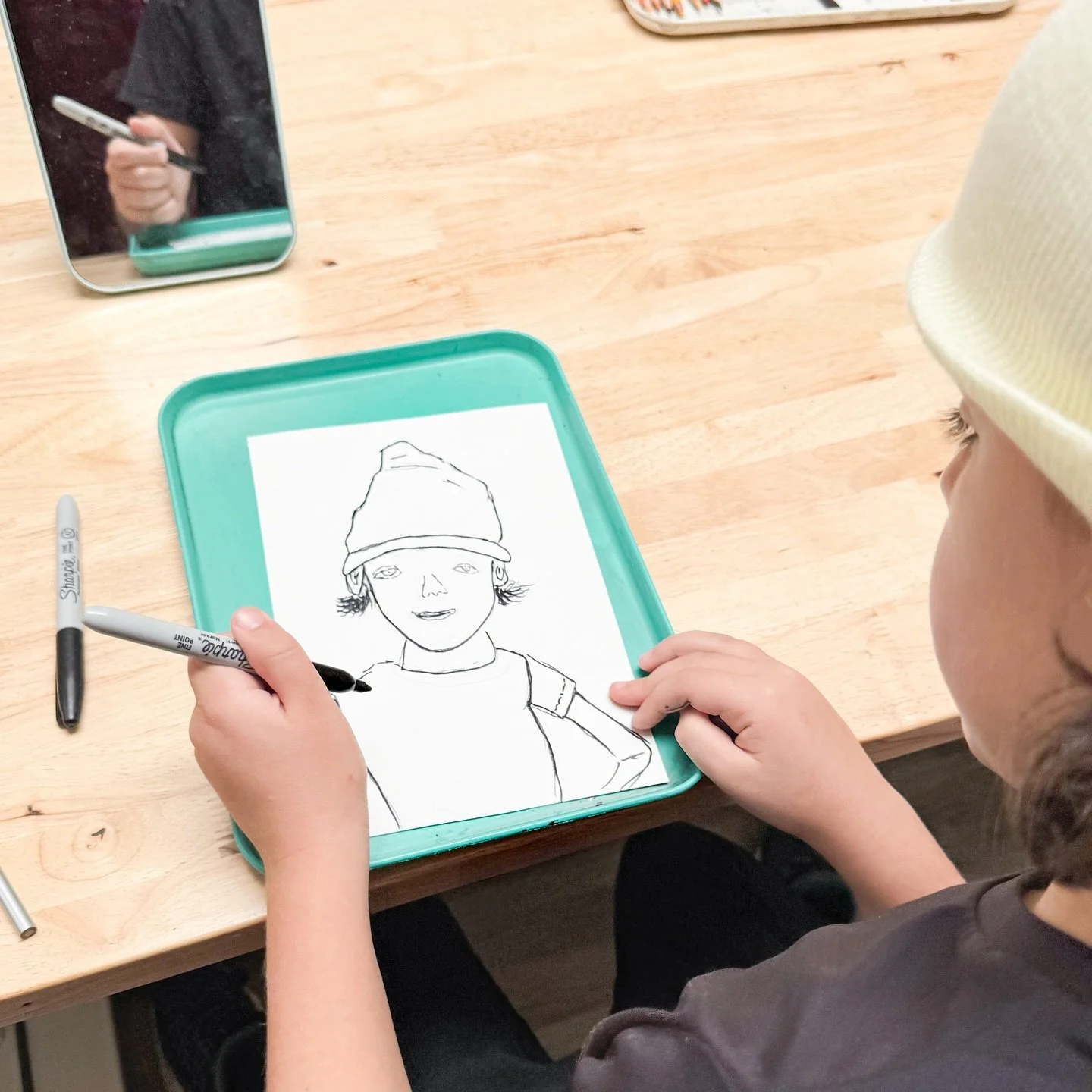 Sweet self portraits! 🥰 our art camp kids are having a blast making beautiful work. I&rsquo;m in love with what they&rsquo;re creating!