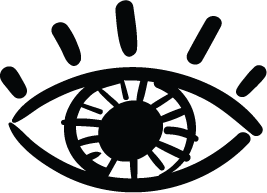 Silhouette of an eye with a clock inside the iris.