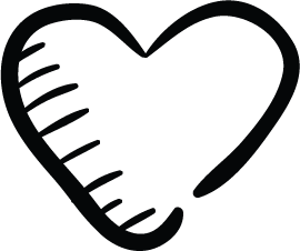 A black heart outlined with a textured line on a black background.