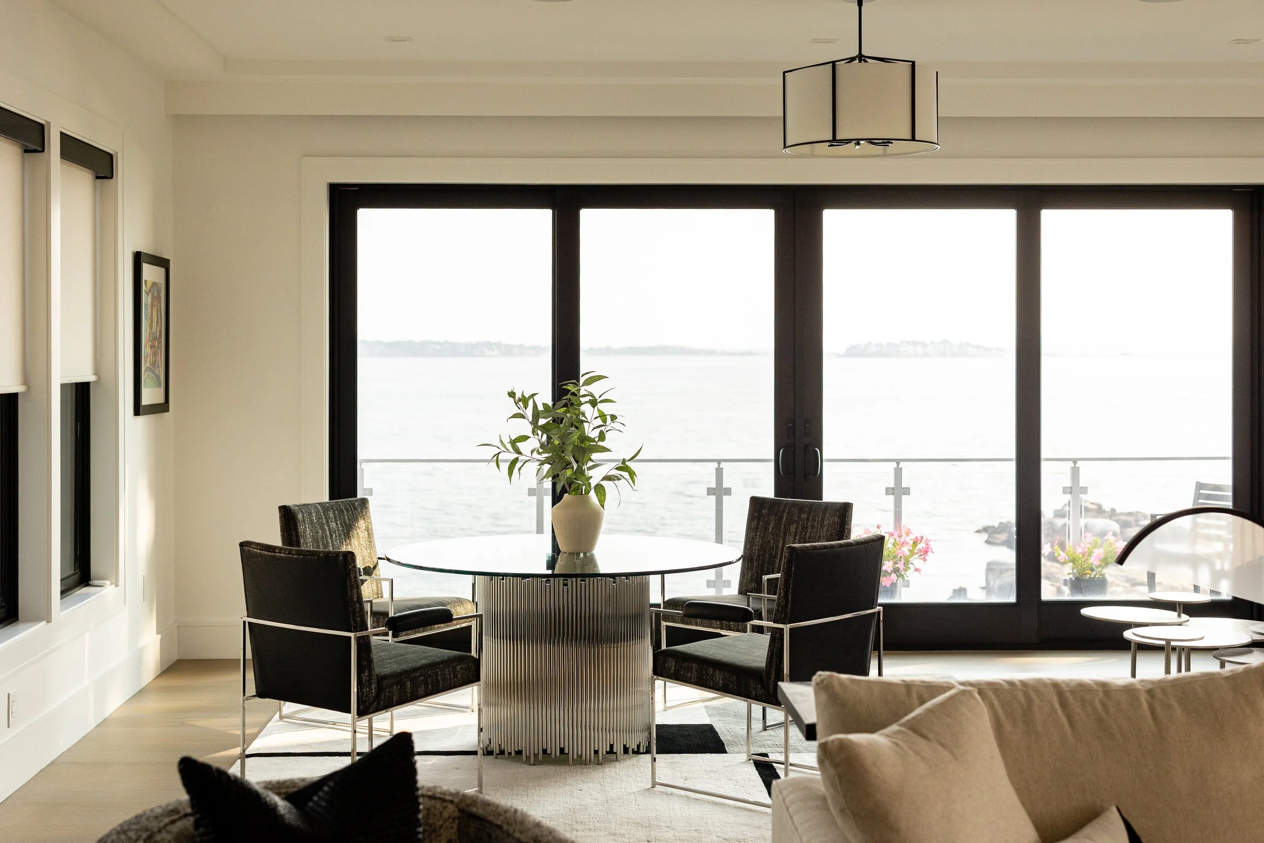 high end living room on boston shoreline