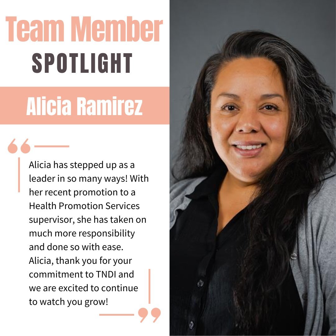 This month's Team Member Spotlight is on Alicia Ramirez! ✨

Alicia is a Program Supervisor on our Health Promotion Services team and has been with The Next Door for over a decade! We are so grateful for her dedication to our organization and her comm