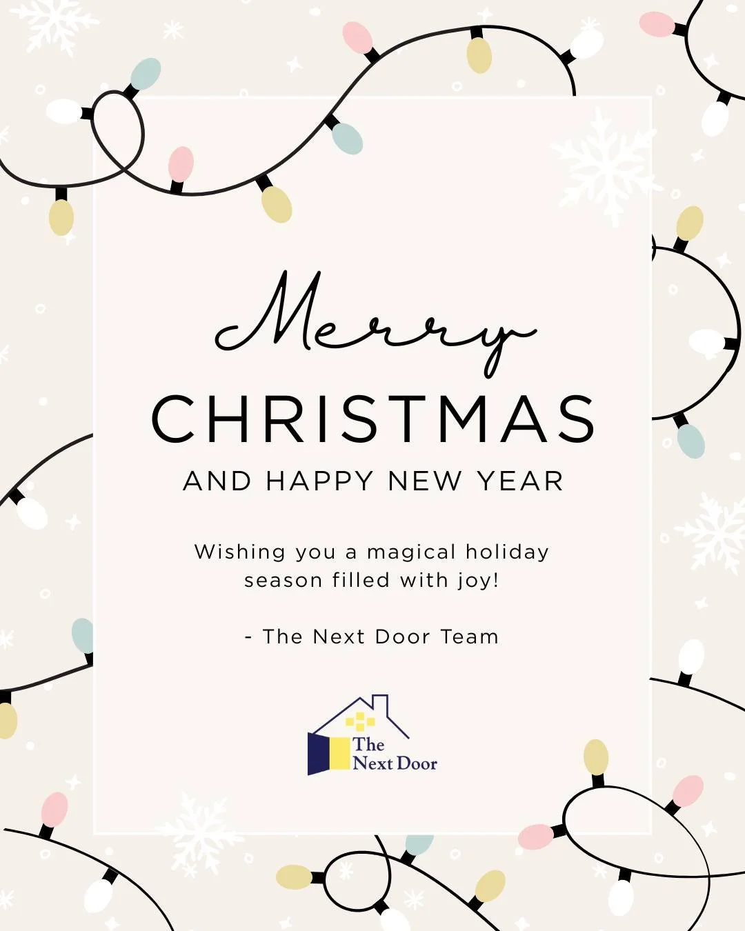 Wishing you a season filled with peace, joy, and prosperity. From your neighbors at The Next Door. Merry Christmas! 🎄

Les deseamos una temporada llena de paz, alegr&iacute;a y prosperidad. De parte de tus vecinos de The Next Door. &iexcl;Feliz Navi