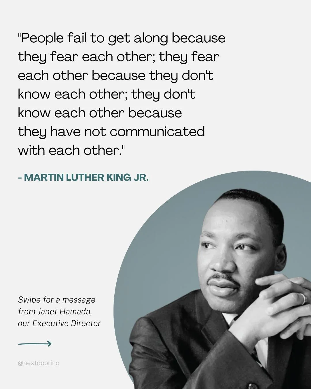 In times that call for listening, understanding, and the courage to speak up, we turn to the words of Dr. Martin Luther King Jr. Swipe to read a message from our Executive Director, Janet Hamada, as we reflect on what truly matters - our children. ❤
