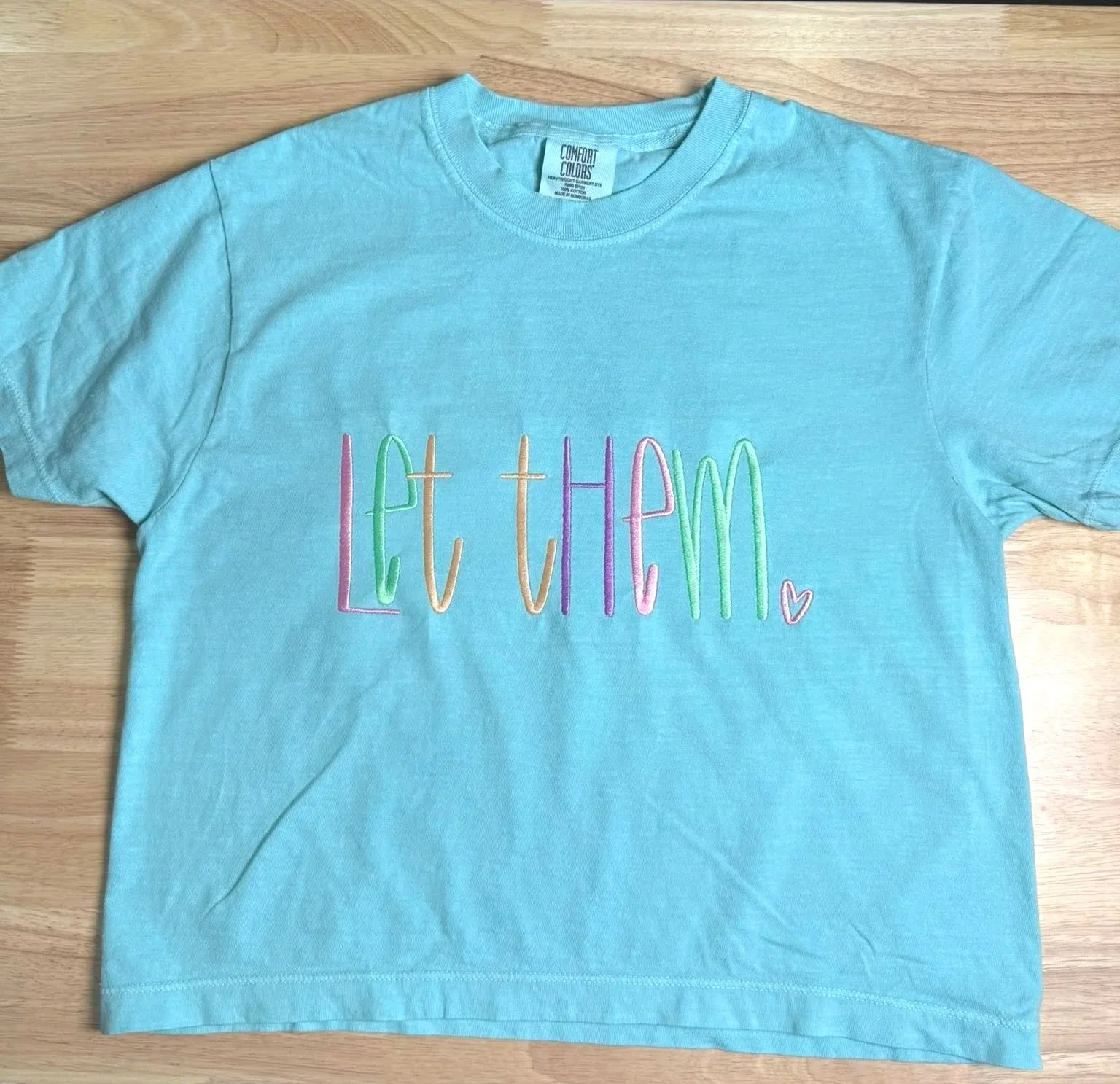 Embroidered  Women's Boxy Cropped Let Them Comfort Colors Tee