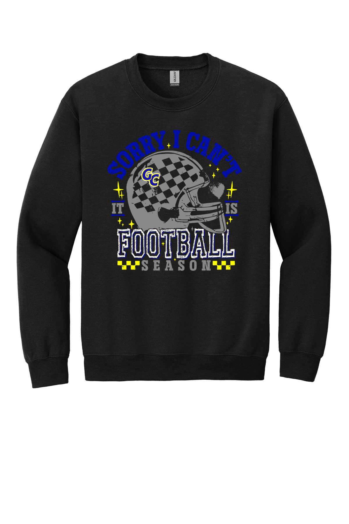18000 Gildan Heavy Blend Crew Black Sorry Can't its Football Season GC.png