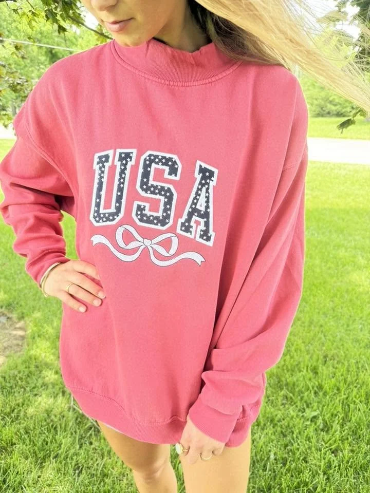 Embroidered USA Mockneck Sweatshirt