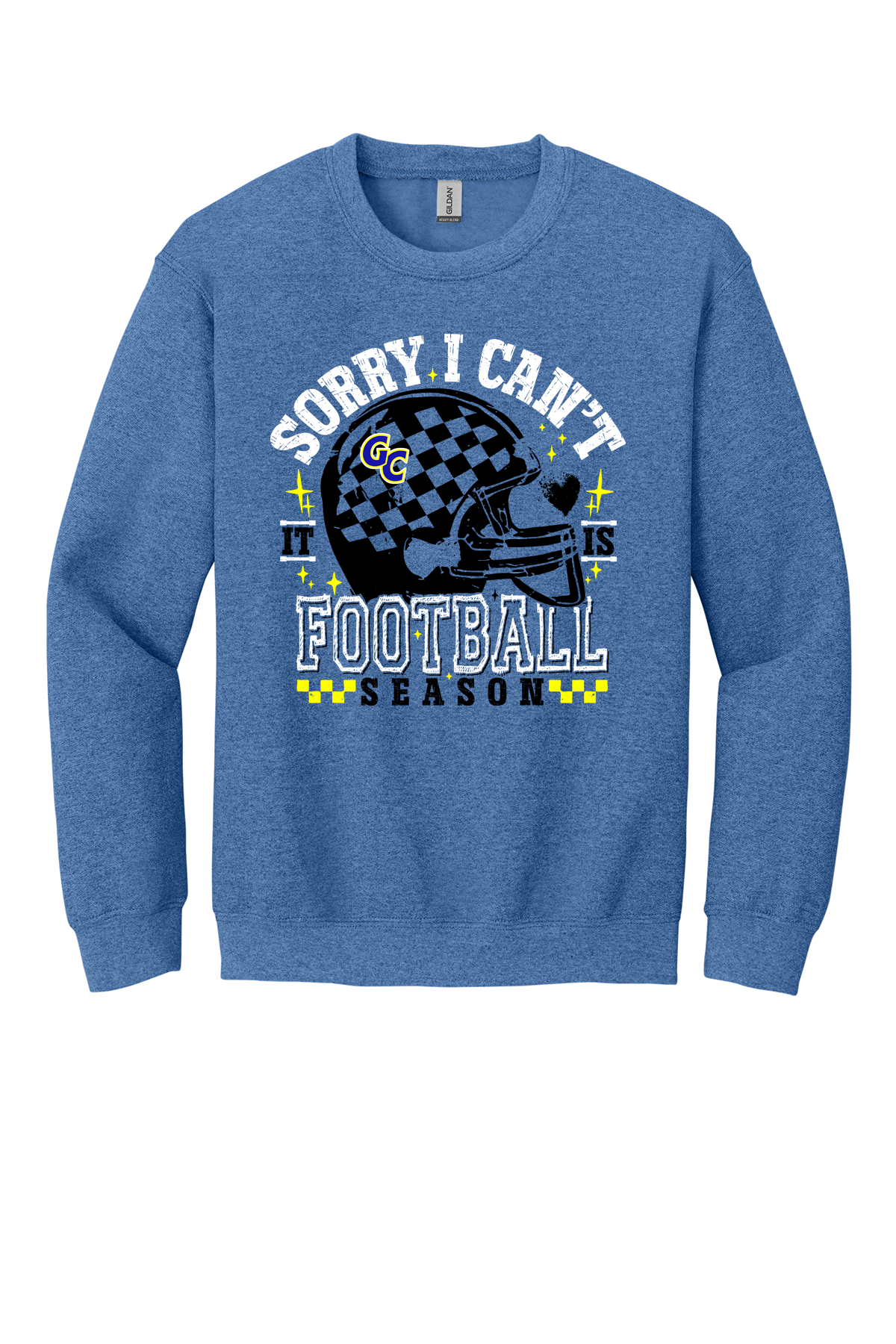 18000 Gildan Heavy Blend Crew Heather Royal Sorry Can't its football season GC.png