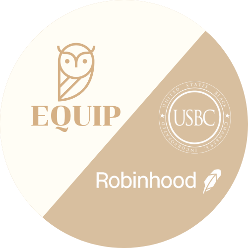 circular image with equip, robinhood and usbc logos