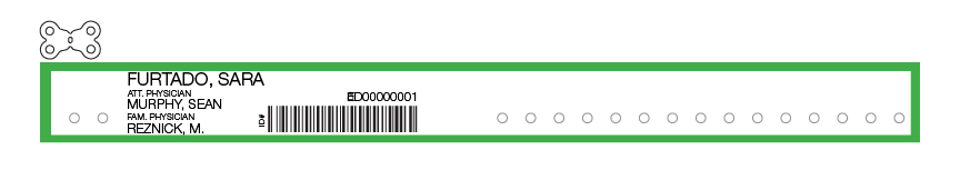 Sample of thermal adult wristband showing green 4028-GR.
