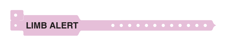 Sample of Poly Wide-Face Adult Wristband Pink with Limb Alert indicator 4018-PI-LA