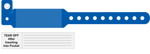 Sample of Vinyl Wide-Face Infant Wristband with Insert Card in blue 4016-BL.