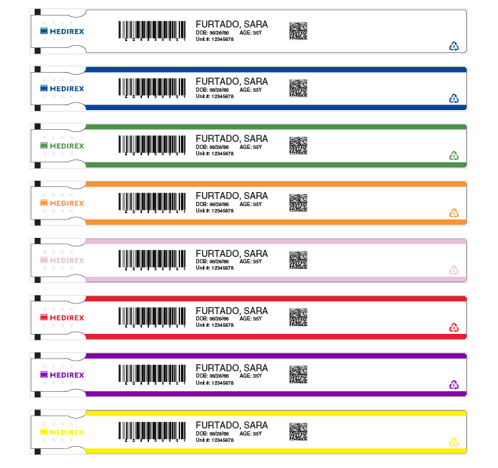 Sample of Thermasoft Canadian Thermal Adult Wristband showing all colors 4023.