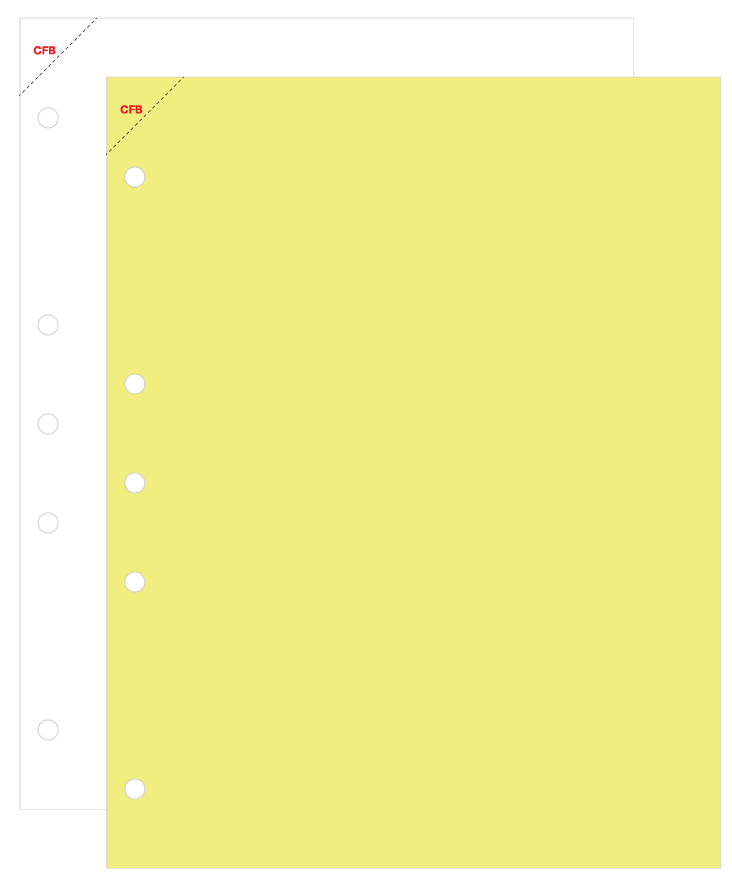 Sample of Carbonless paper item 7915 (white) and 7915-C (Canary)