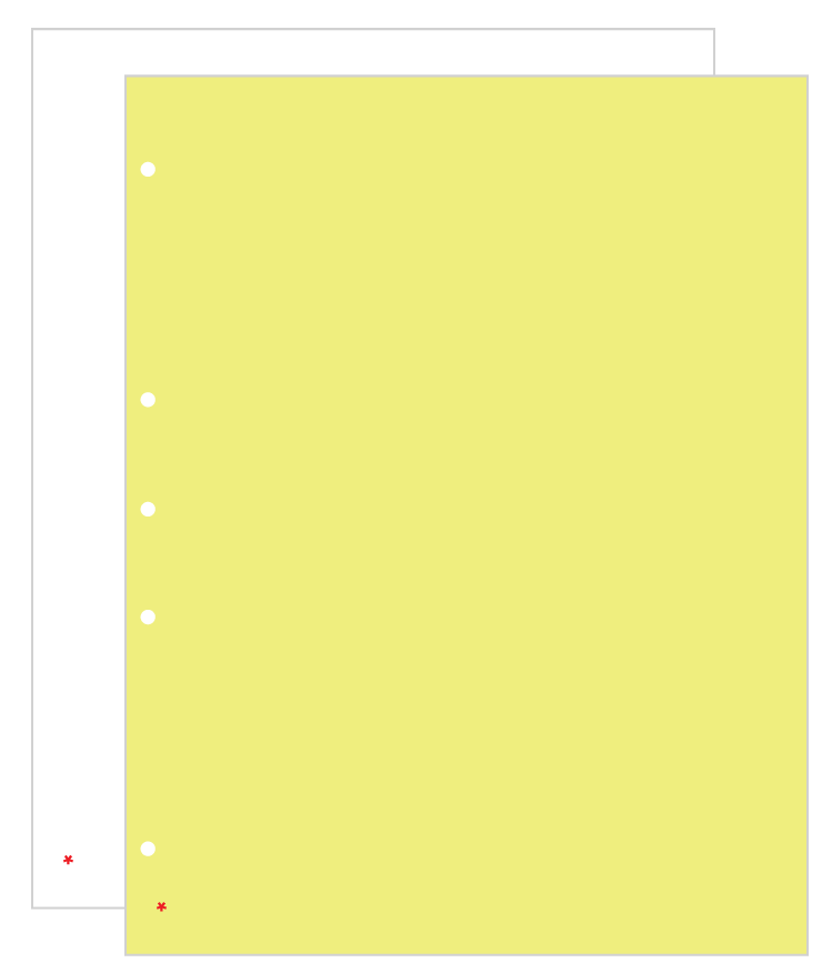 Sample of carbonless paper 7902 showing white and canary