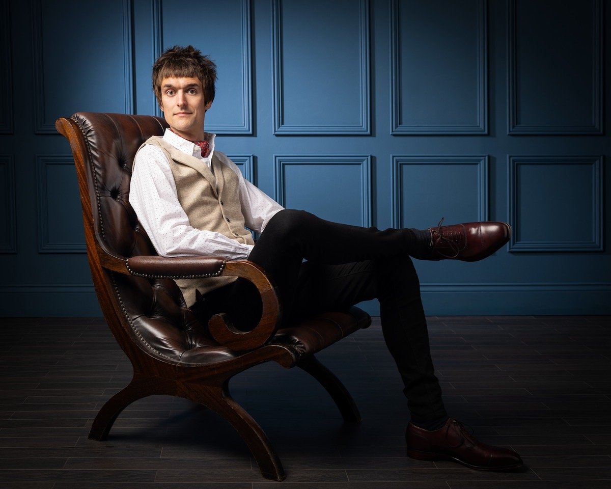 Tim, in a Cream Wool 5-Button Waistcoat, posing for his new book cover