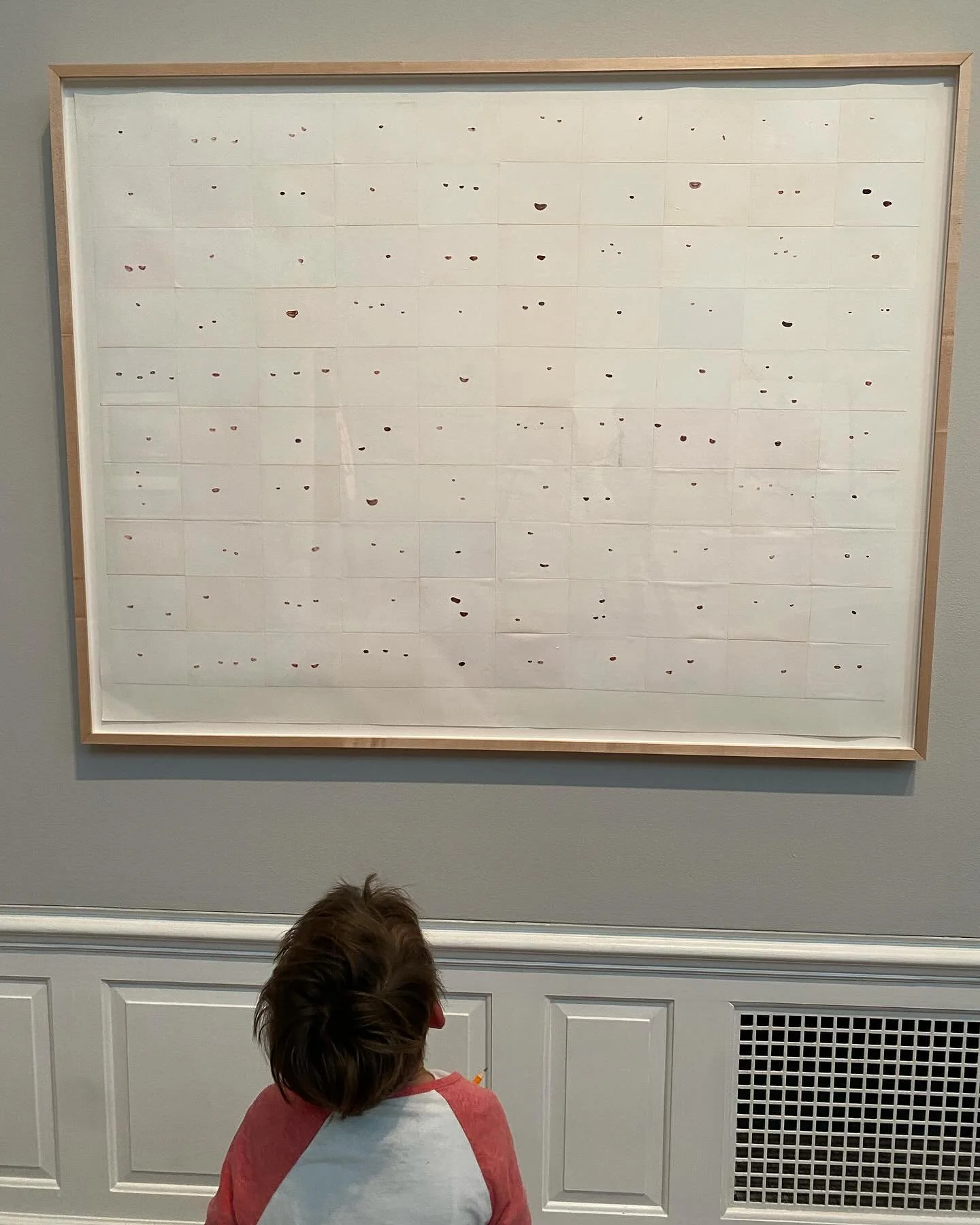 Took E to the art museum yesterday and this piece stopped me in my tracks. Just a bunch of smiles cut from vintage photographs. But 20 years ago Alyssa did the same thing for me - cut mouths, glued them on a piece of notebook paper, folded it into a 