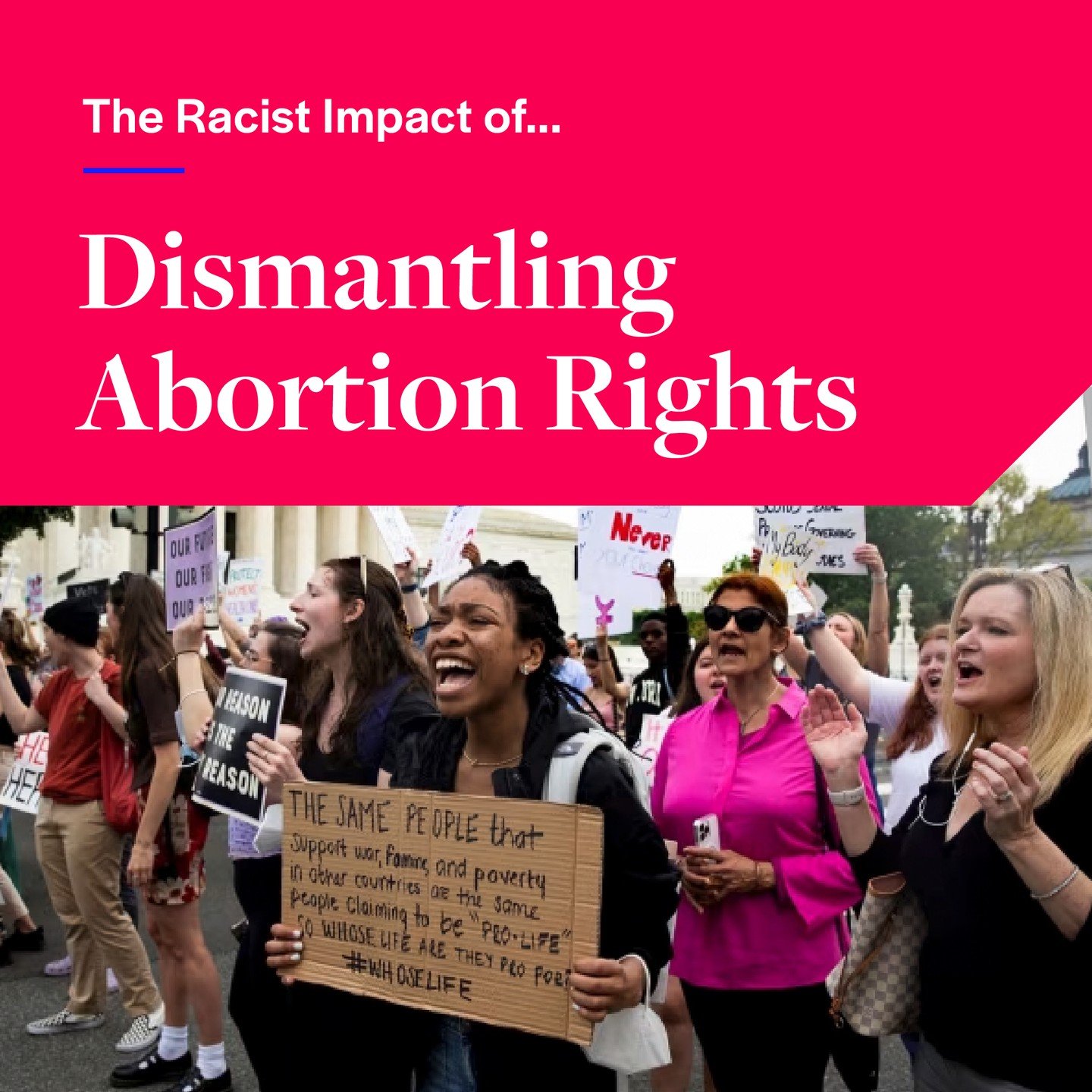 The Racist Impact of Dismantling Abortion Rights

On June 24, 2022, the U.S. Supreme Court&rsquo;s ruling in Dobbs v. Jackson Women&rsquo;s Health Organization effectively overturned Roe v. Wade and dismantled federal protections on abortion.

Accord