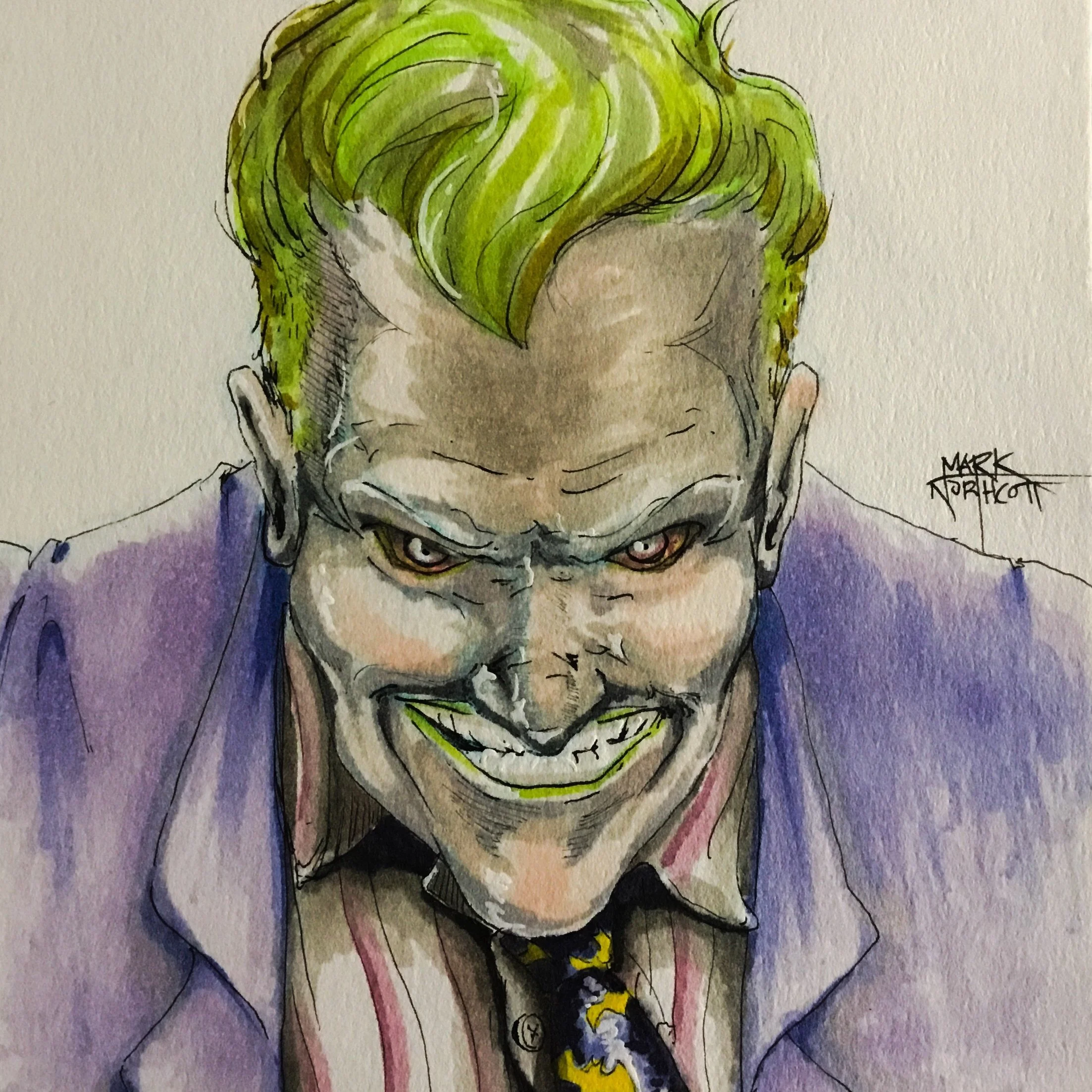 Another Copic marker piece on Super Bee paper (6"x6"); My idea of what the Joker might look like in my universe.