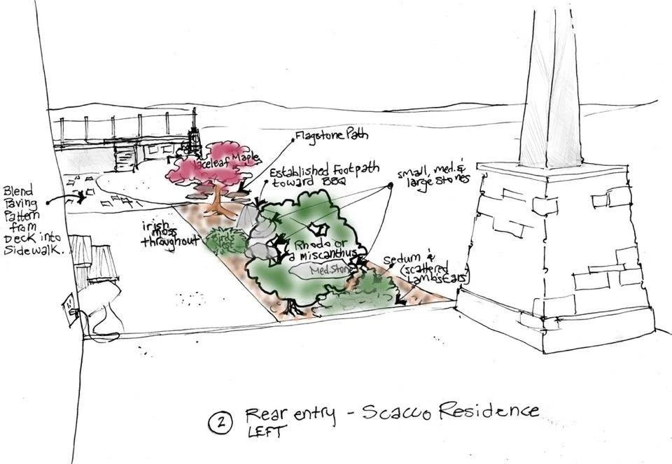 Landscape design spot feature of planting plan