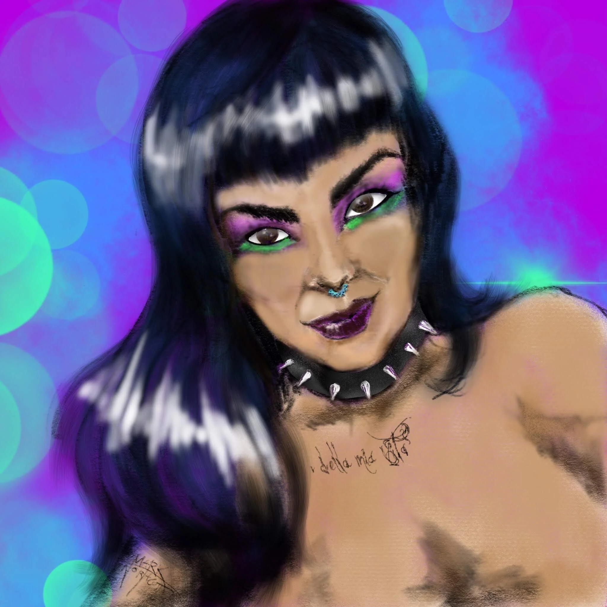 Using Procreate to create character portraitures. One model I enjoyed working with was Megan 'the Kraken Queen.' Cheers, Megan!