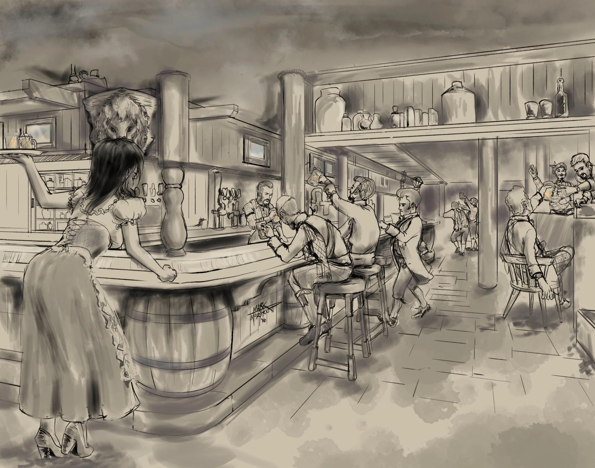 Cheers, Everyone! A commissioned digital rendering and 1 of three pieces from the story of Tam O' Shanter. I had so much fun creating these pieces on the Cintiq mobile tablet with Clip Studio Paint!