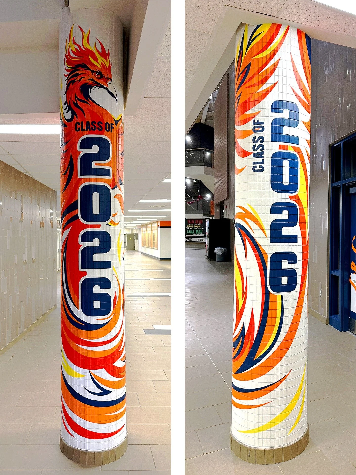 Rising from the halls, soaring into the future. The Phoenix Pillar for the class of 2026. #jeanaugustine #jass #jeanaugustinesecondaryschool #school #2026graduate🎓 #graduation #graduationgift #graduationmural #graduationart #artpainting #painting #m