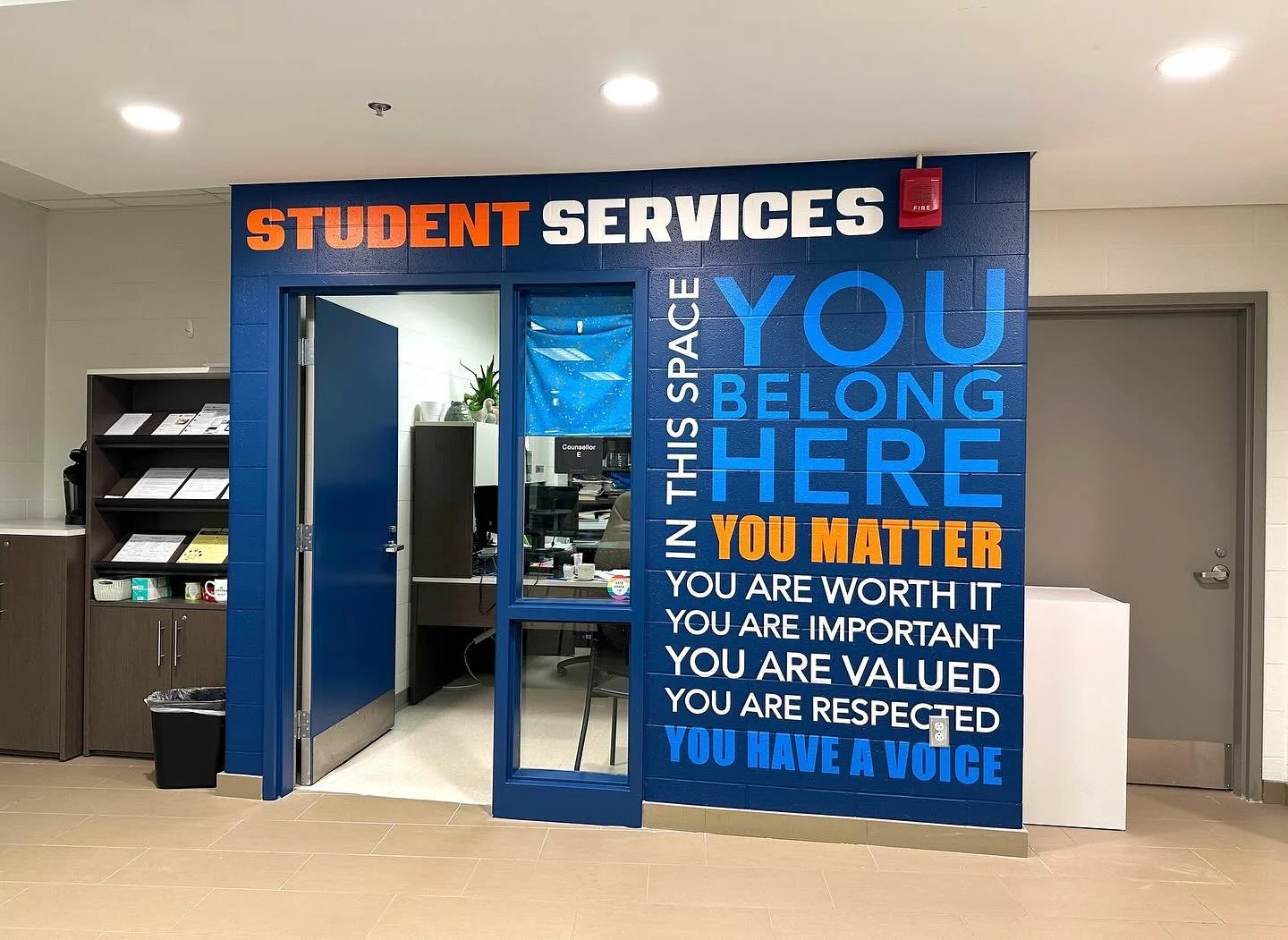 A brighter space for your success. New student services is here! #mural #artist #art #muralart #paint #painting #design #creative #wallpainting #style #daily #teacher #teachersofinstagram #school #professional