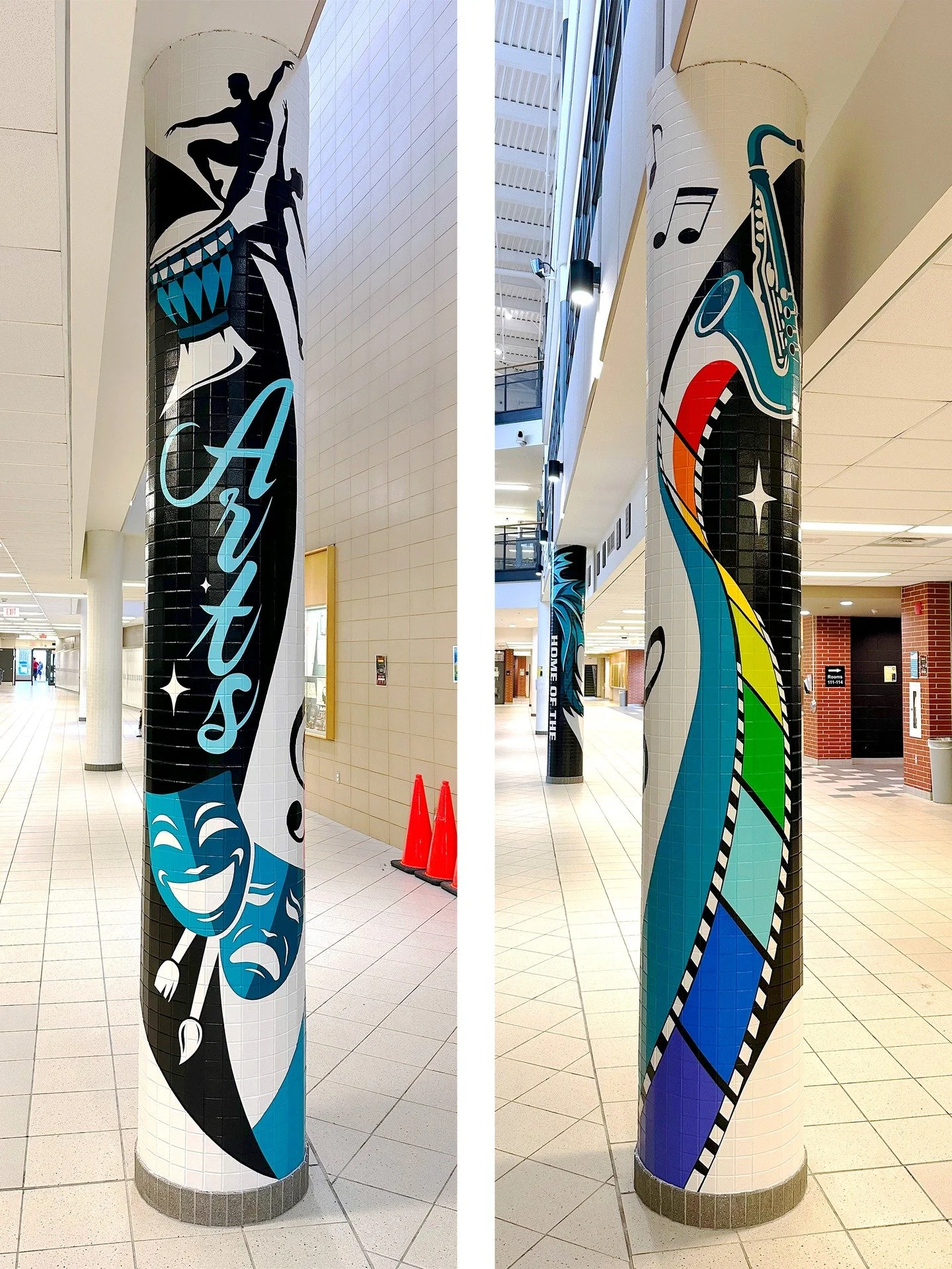 Second pillar done! A symphony of colours! Our music &amp; arts pillar is completed! #castlebrooke #castlebrookesecondaryschool #muralart #mural #arts #music #schoolmural #publicart #artist #artistlife #muralpainting #painting #walldeco