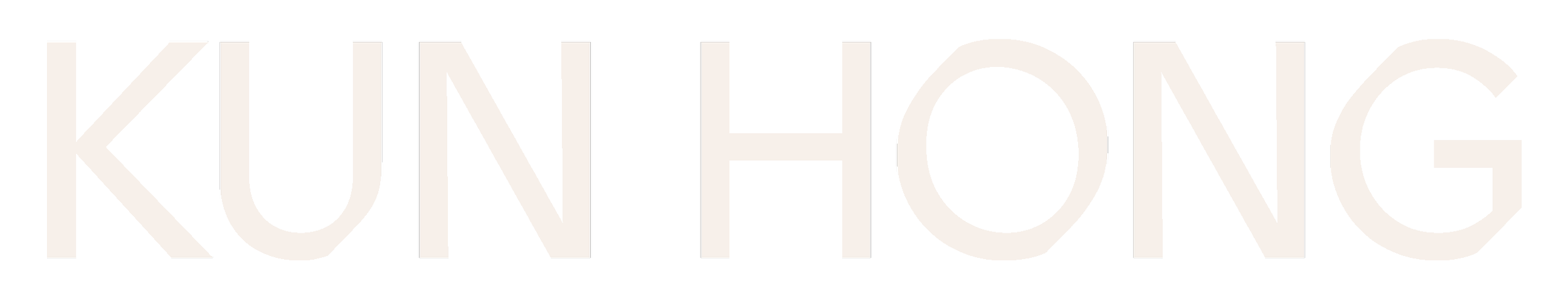 Large text graphic with the words "KUN HONG" in capital letters, white on a black background.